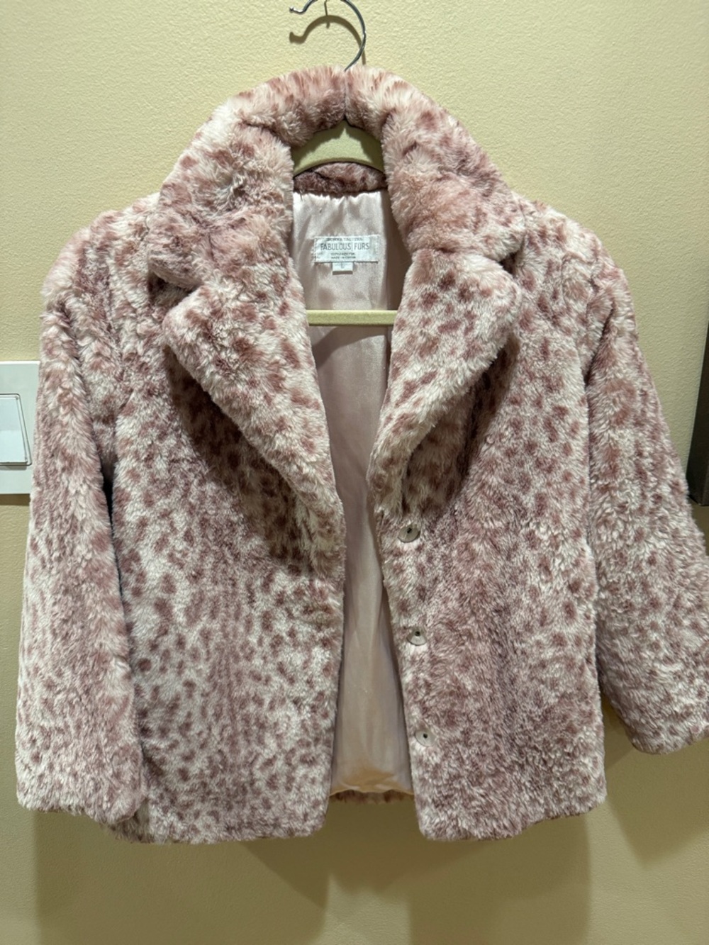 Fabulous Furs Girls Pink and White Faux Fur Jacket